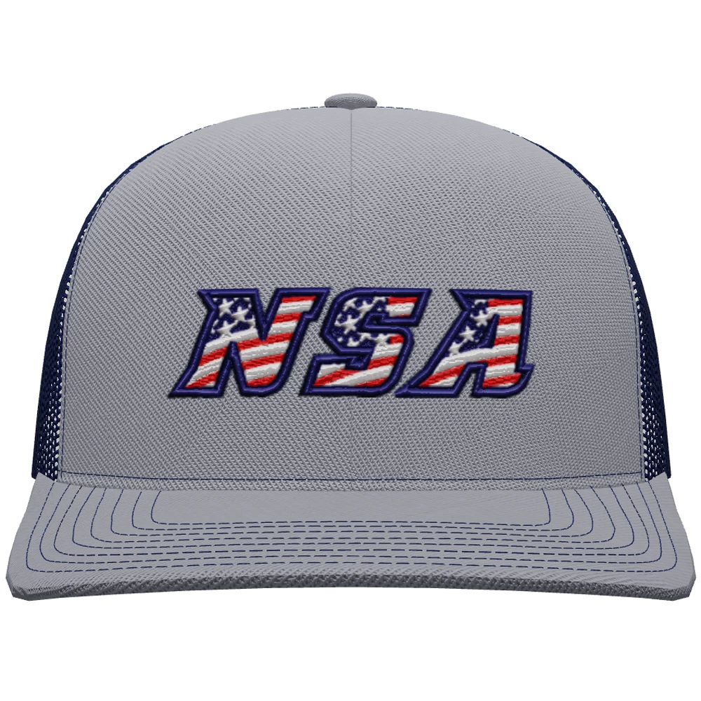 Pacific Headwear NSA Flag Series Heather Royal Snapback Hat: 104S-HERO 3 Pacific Headwear NSA Flag Series Heather Royal Snapback Hat: 104S-HERO