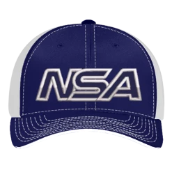 Pacific Headwear NSA Outline Series Navy Flex Fit Hat: 404M-NVWH