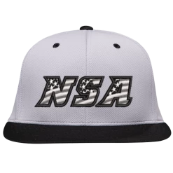 Pacific Headwear NSA Flag Series Silver Black Flex Fit Hat: ES342-SLBK