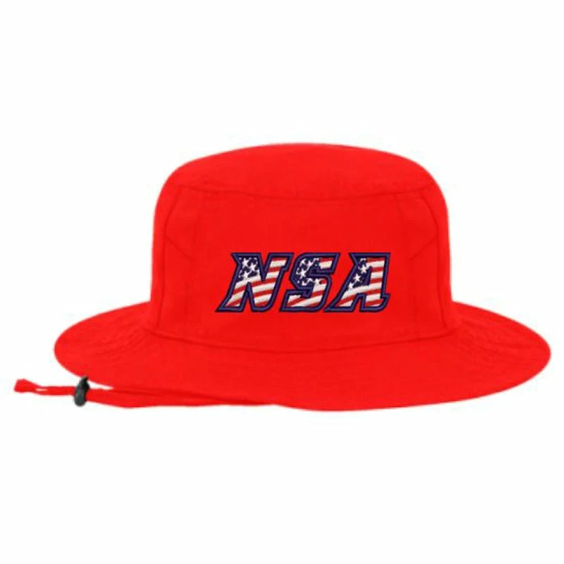 Pacific Headwear NSA Flag Series Bucket Hat: 1944B-RED 3 Pacific Headwear NSA Flag Series Bucket Hat: 1944B-RED