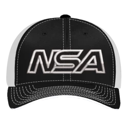 Pacific Headwear NSA Outline Series Black Flex Fit Hat: 404M-BKWH