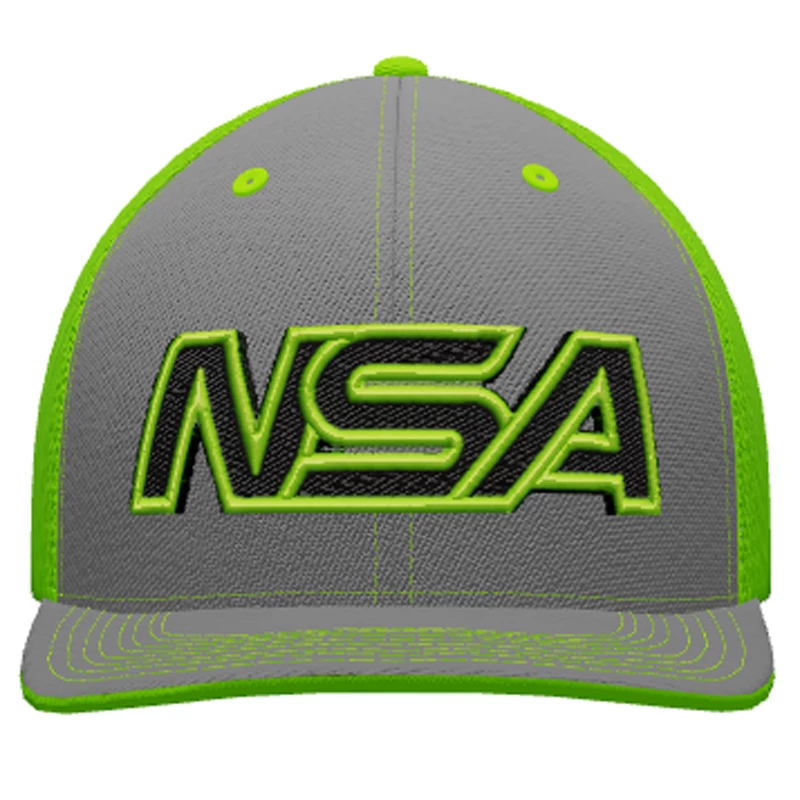 Pacific Headwear NSA Outline Series Neon Green Flex Fit Hat: 404M-NGG 3 Pacific Headwear NSA Outline Series Neon Green Flex Fit Hat: 404M-NGG