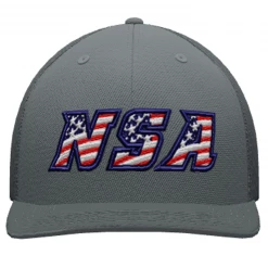 Pacific Headwear NSA Flag Series Graphite Flex Fit Hat: 404M-GR-F