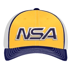 Pacific Headwear NSA Outline Series Navy Gold Flex Fit Hat: 404M-NAGD