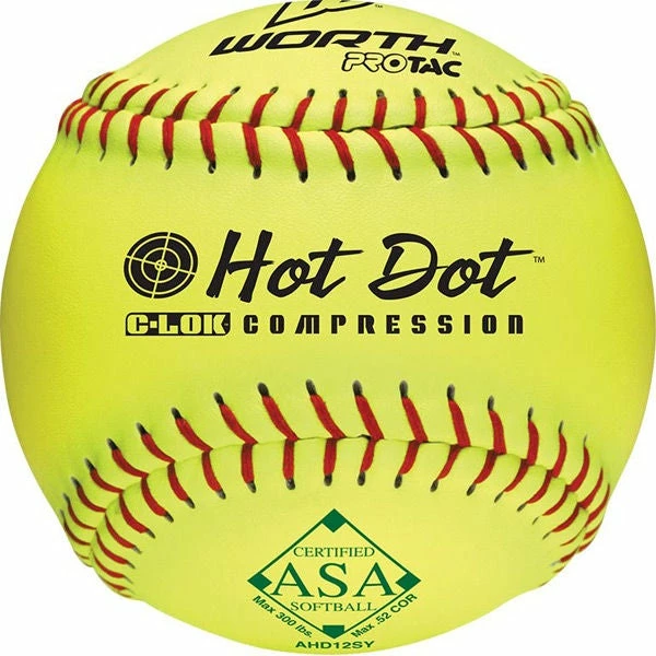 Worth ASA Hot Dot 11" 52/300 Synthetic Slowpitch Softballs: AHD11SY 3 Worth ASA Hot Dot 11" 52/300 Synthetic Slowpitch Softballs: AHD11SY