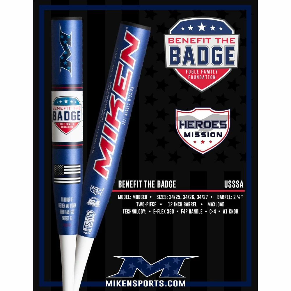 2022 Miken Benefit the Badge 12" Maxload NSA / USSSA Slowpitch Softball Bat: MBDGEU 5 2022 Miken Benefit the Badge 12" Maxload NSA / USSSA Slowpitch Softball Bat: MBDGEU - Image 3