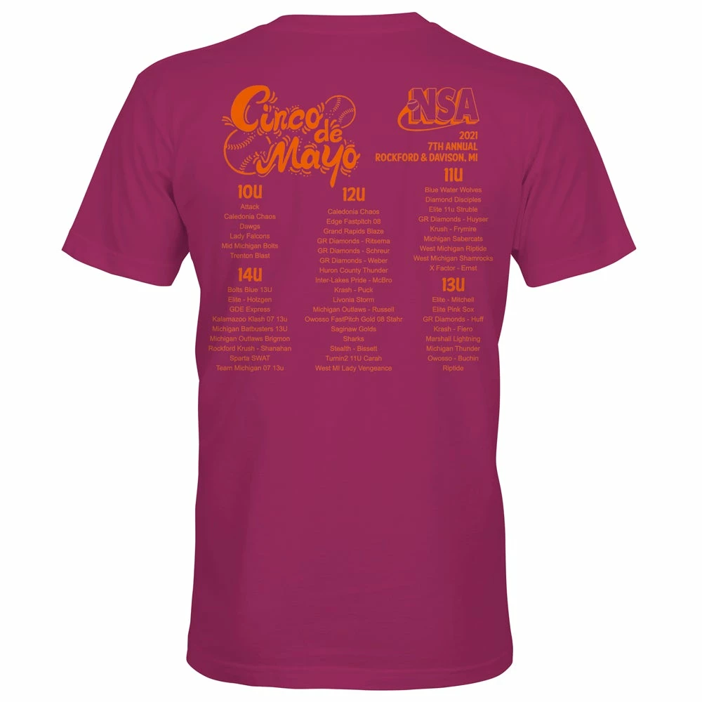 DSG Apparel 2021 NSA Cinco De Mayo Slugfest Fastpitch Tournament T-Shirt 4 DSG Apparel 2021 NSA Cinco De Mayo Slugfest Fastpitch Tournament T-Shirt - Image 2