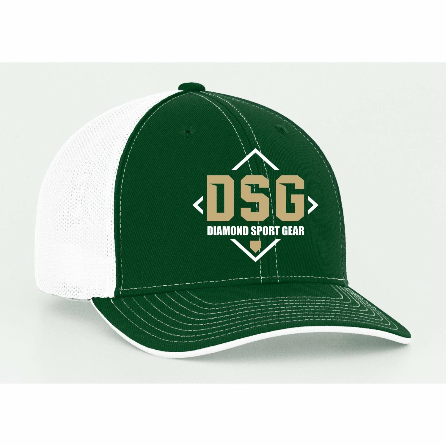 Pacific Headwear Diamond Sport Gear White / Dark Green Flex Fit Hat: 404M-WDG 3 Pacific Headwear Diamond Sport Gear White / Dark Green Flex Fit Hat: 404M-WDG