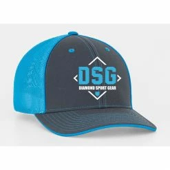 Pacific Headwear CUSTOM DSG Flex Fit Hat: 404M DSG -Diamond Sport Gear Online Shop DSG HATS neon blue