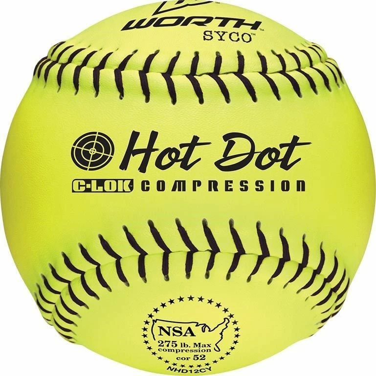 Worth NSA Hot Dot 11" 52/275 Synthetic Slowpitch Softballs: NHD11SY 3 Worth NSA Hot Dot 11" 52/275 Synthetic Slowpitch Softballs: NHD11SY