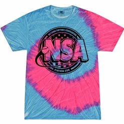 DSG Apparel National Softball Association NSA Crest Tie Dye Short Sleeve Shirt -Diamond Sport Gear Online Shop NSAFLAGLOGO1COLORTIEDYEFLOBLUE PINK