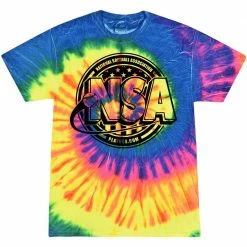 DSG Apparel National Softball Association NSA Crest Tie Dye Short Sleeve Shirt -Diamond Sport Gear Online Shop NSAFLAGLOGO1COLORTIEDYEneonrainbow