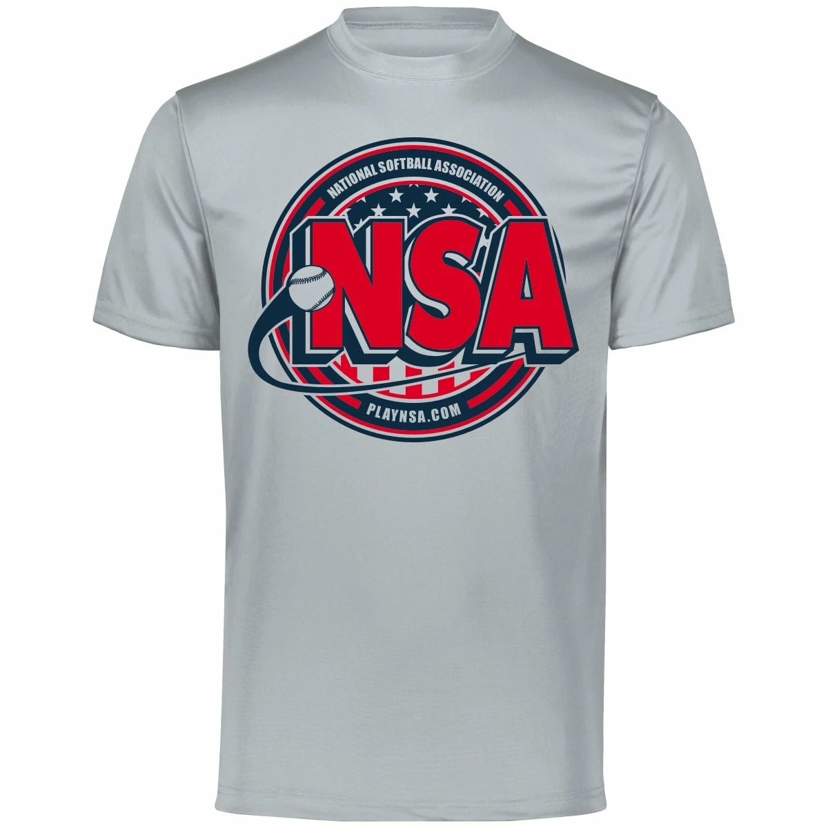 DSG Apparel National Softball Association NSA Dry Fit Silver Short Sleeve Shirt 3 DSG Apparel National Softball Association NSA Dry Fit Silver Short Sleeve Shirt