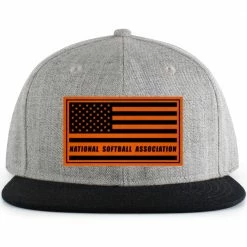Pacific Headwear NSA Leather Patch Wool Blend Heather Snapback Hat: P750-LTHRBK