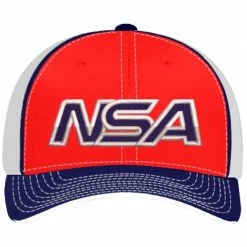 Pacific Headwear NSA Outline Series Red/Navy Flex Fit Hat: 404M-RDWHNV