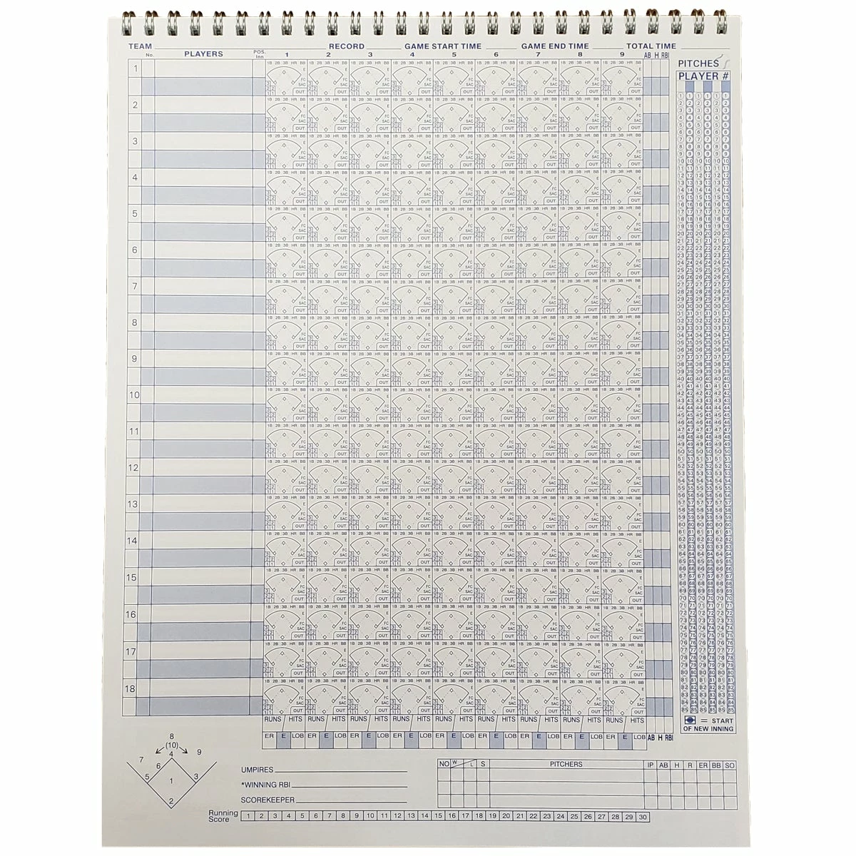 Athletic Specialties Diamond Sport Gear 18 Player Vertical Scorebook: SBB 3 Athletic Specialties Diamond Sport Gear 18 Player Vertical Scorebook: SBB