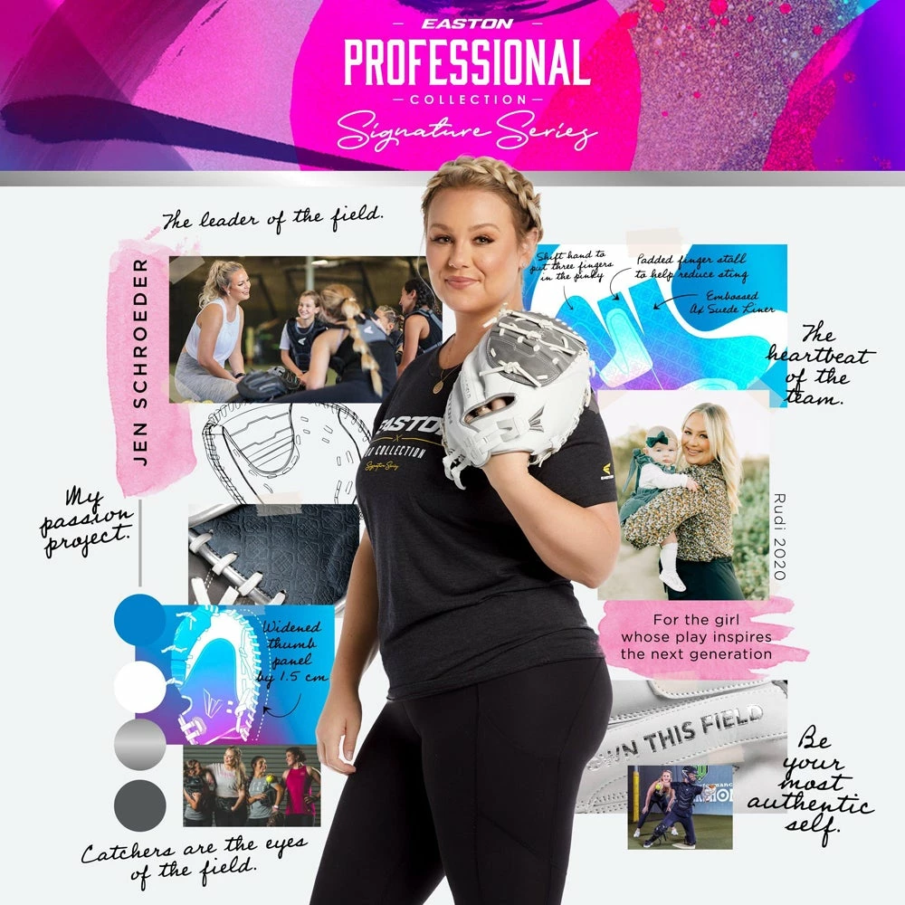 Easton Jen Schroeder Professional Collection Signature Series 34" Fastpitch Catcher's Mitt: RUDI2020 6 Easton Jen Schroeder Professional Collection Signature Series 34" Fastpitch Catcher's Mitt: RUDI2020 - Image 4
